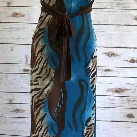 PRETTY YOUNG THING Women Spaghetti Strap Full Length Animal Print Dress Medium - Picture 9 of 11